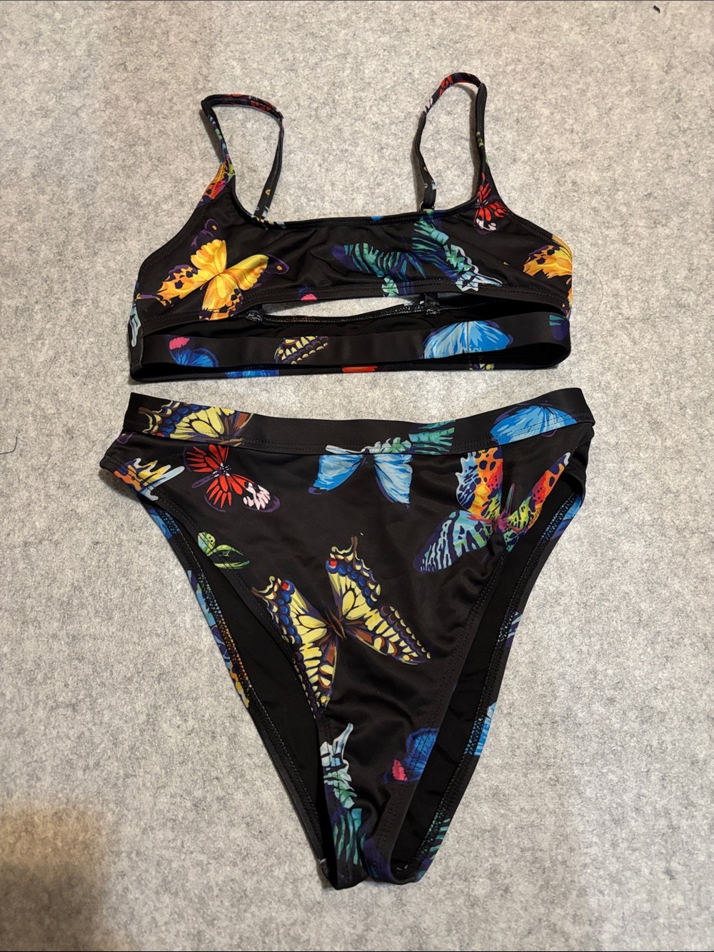 iHeartRaves Black Butterfly Print Two-Piece Set